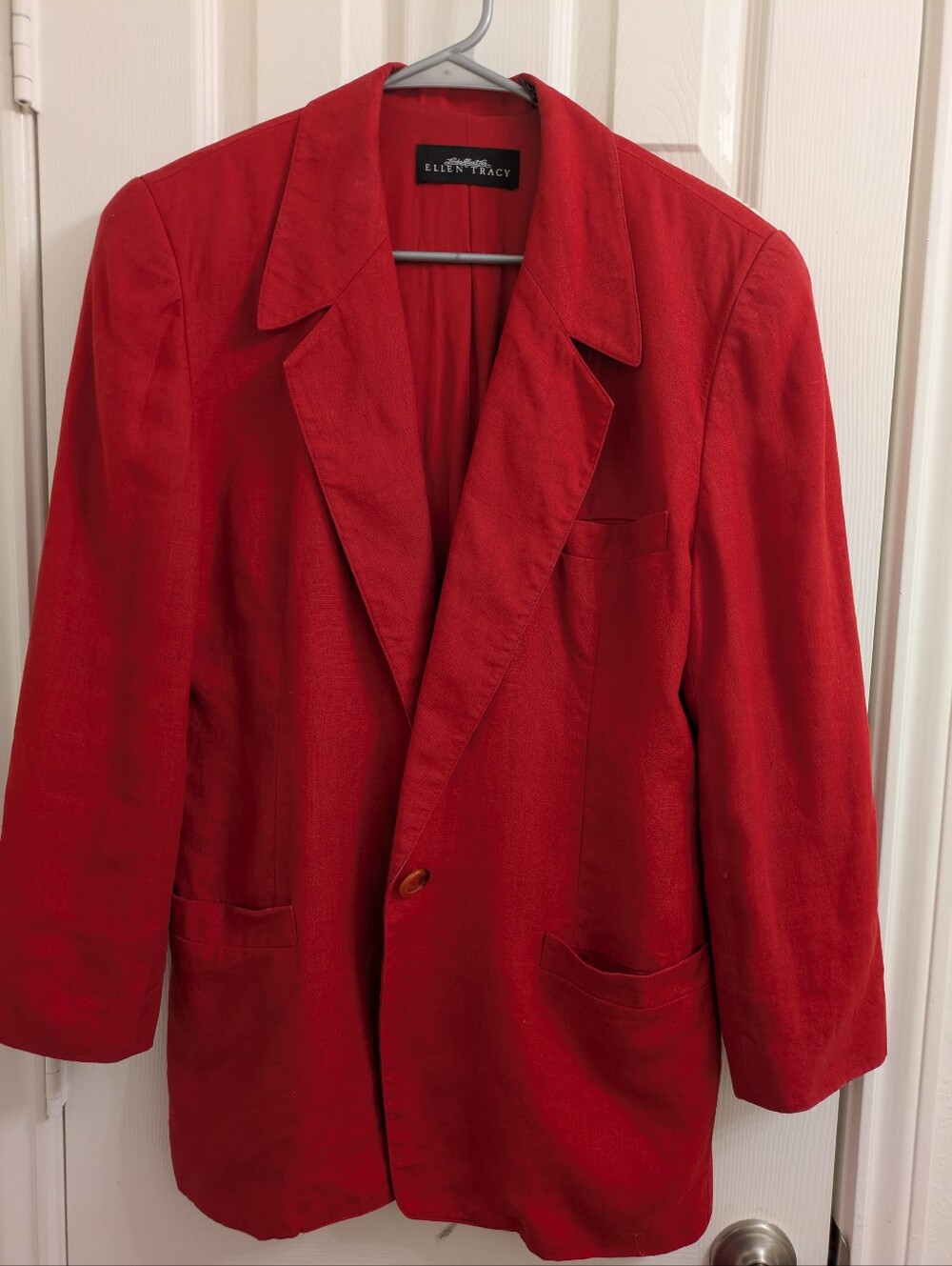 Ellen Tracy Bold Red Single-Button Blazer